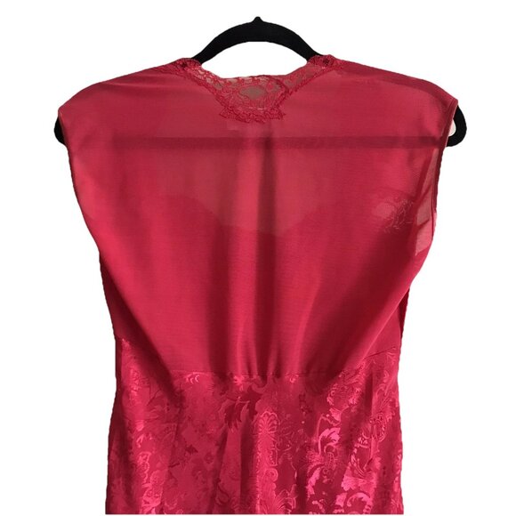 Vintage Versailles Red Lace-Trimmed Long Slip Dress 90s The Bay Canada Size M - Picture 4 of 10